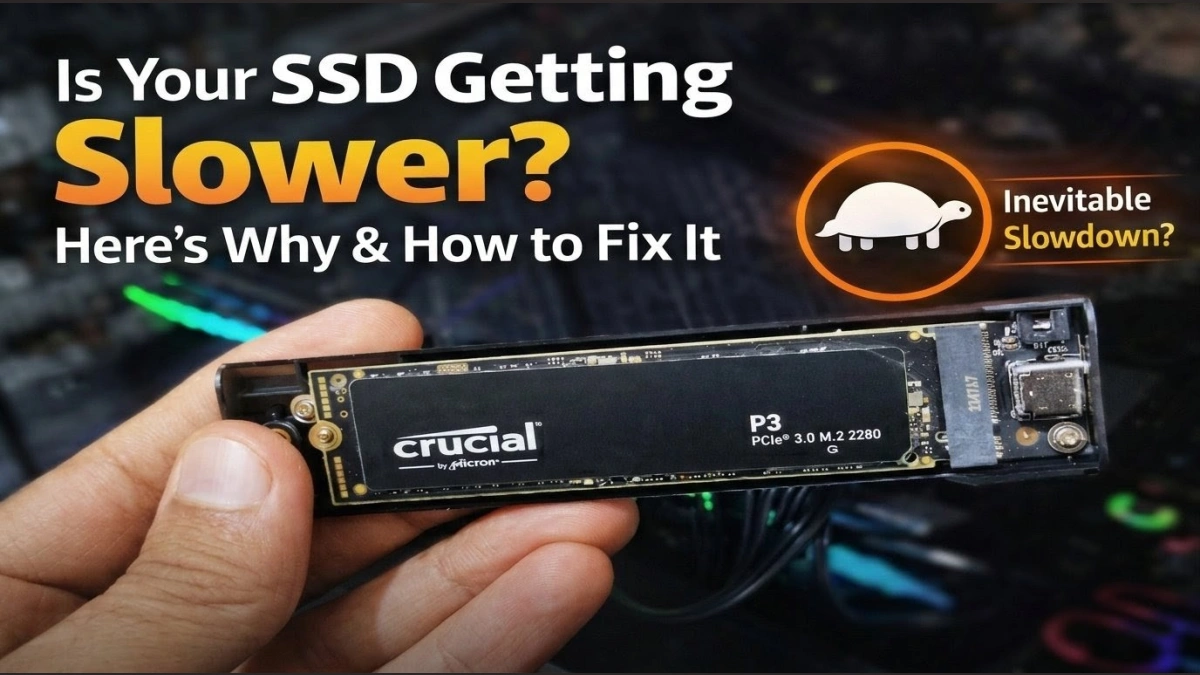 SSD installed on a motherboard showing solid state drive storage