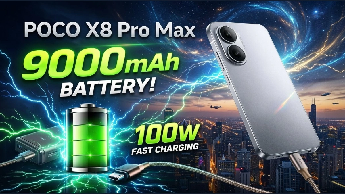 POCO X8 Pro Max smartphone with massive 9000mAh battery and fast charging