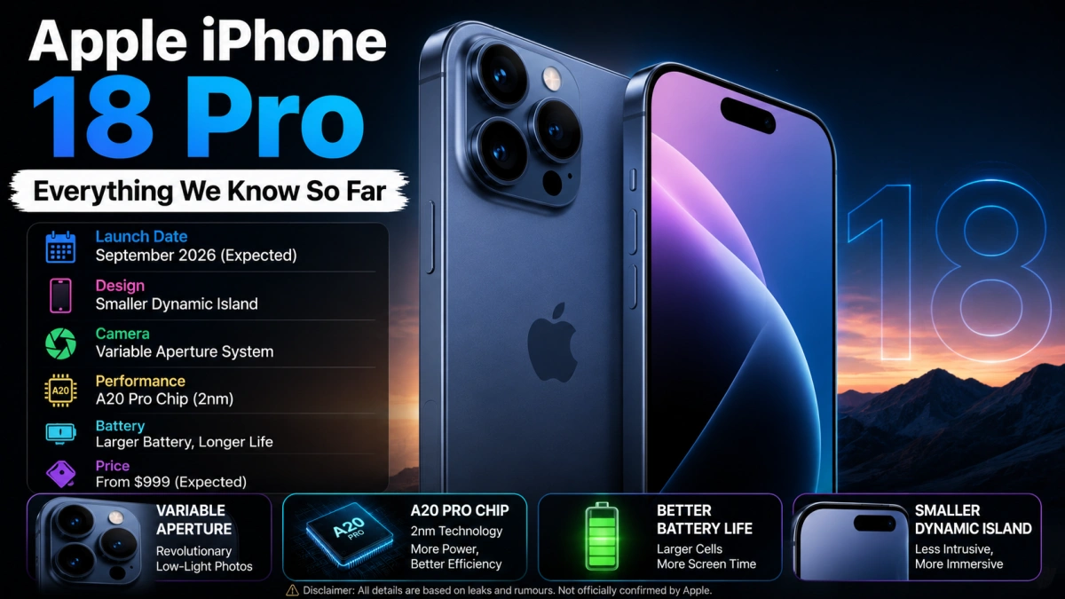 Apple iPhone 18 Pro release date design camera price and features 2026