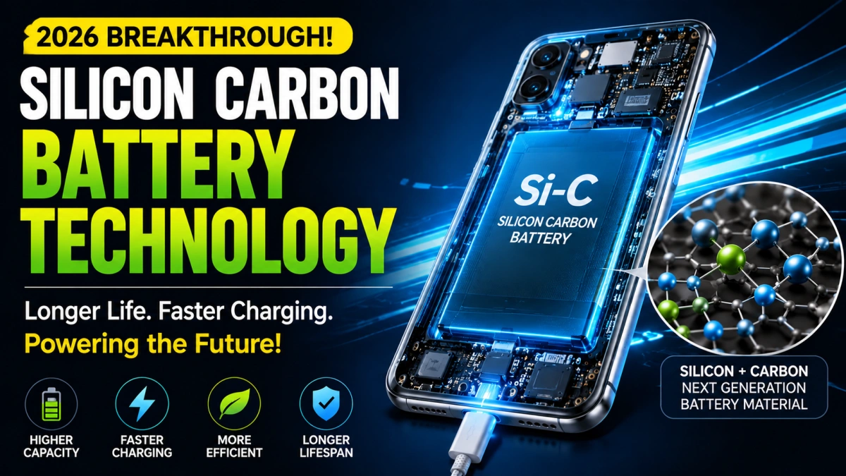 Modern smartphone powered by Silicon Carbon Battery Technology with high-capacity battery innovation